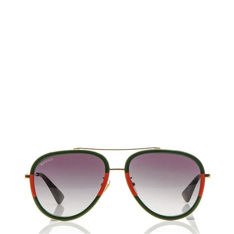 gucci sunglasses with red and green on sides|Gucci aviator sunglasses on sale.